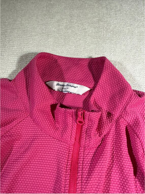 Tommy Bahama Golf Women's Pink 1/4 Zip Pullover Waffle Knit Jacket Size M
